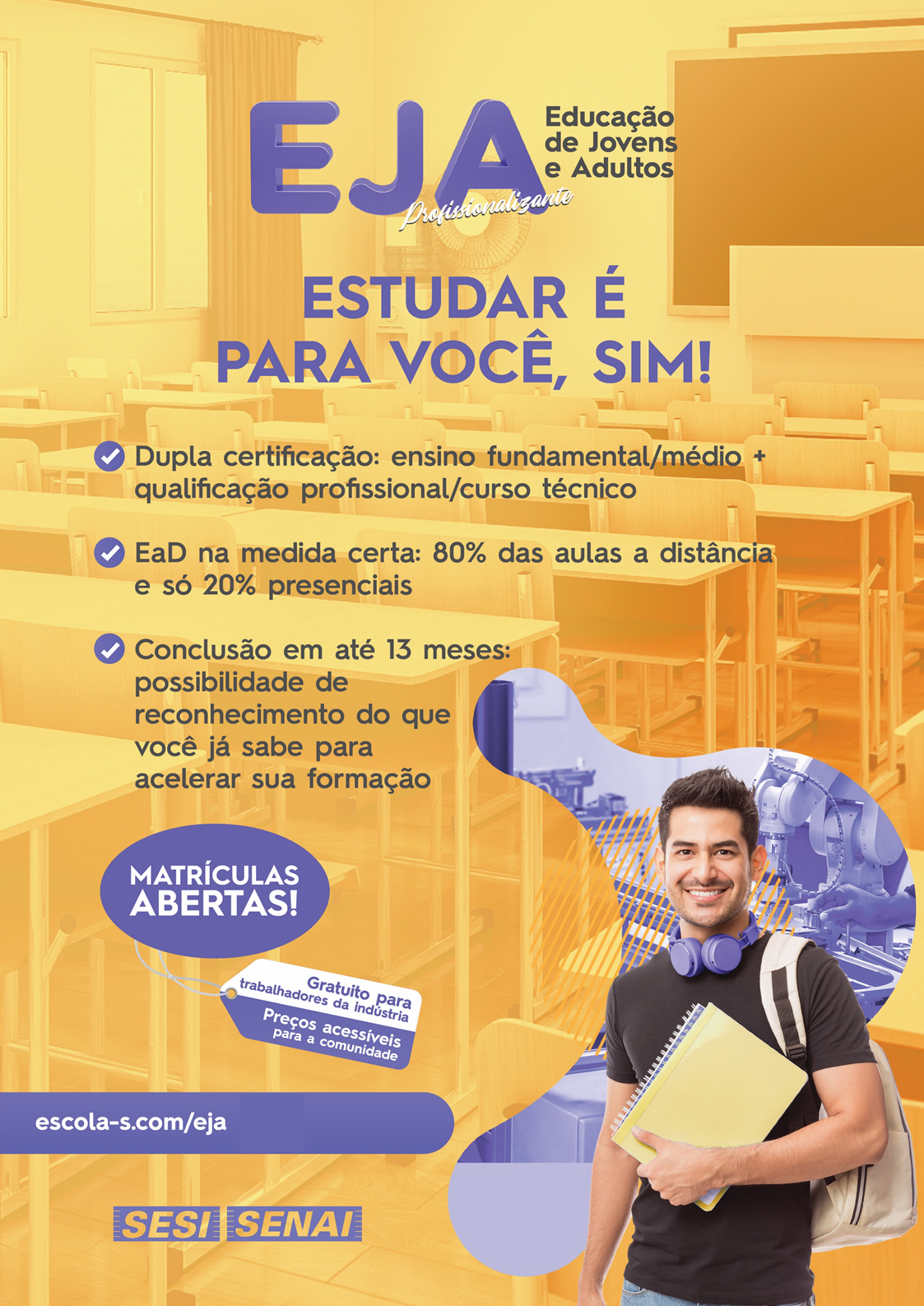 Matrículas podem ser feitas na unidade do SESI mais próxima
