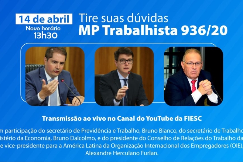 Assista à live sobre a MP do Trabalho YouTube da FIESC