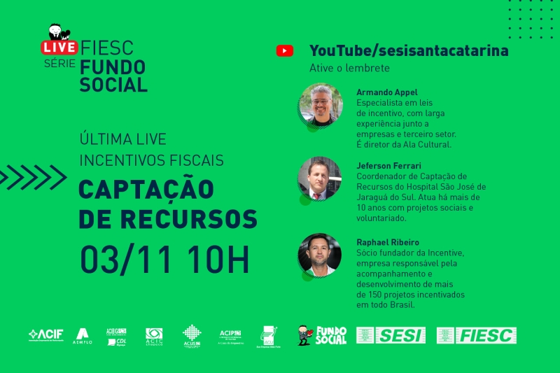 Captação de recursos é o tema da última live do Fundo Social